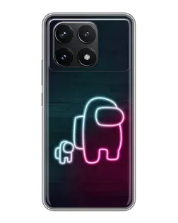 Чехол для Xiaomi POCO F6 Pro с картинкой «Among Us неон-арт»
