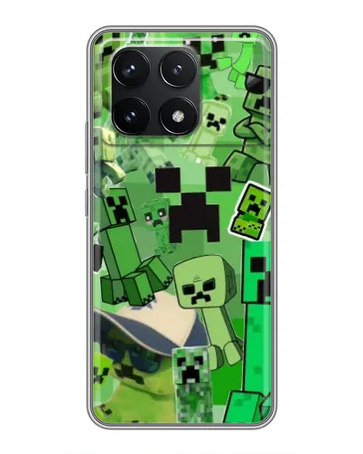 Чехол для Xiaomi POCO F6 Pro с картинкой «Криперы Minecraft»