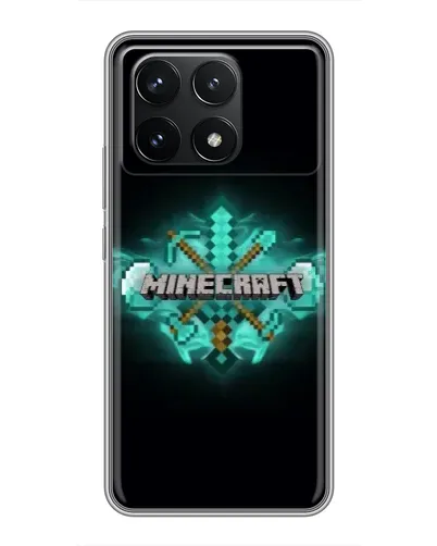 Чехол для Xiaomi POCO F6 Pro с картинкой «Minecraft Diamond лого»