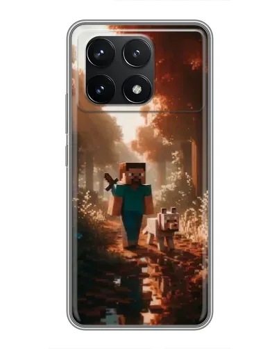 Чехол для Xiaomi POCO F6 Pro с картинкой «Стив в лесу»