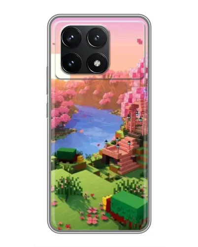 Чехол для Xiaomi POCO F6 Pro с картинкой «Розовое дерево Minecraft»