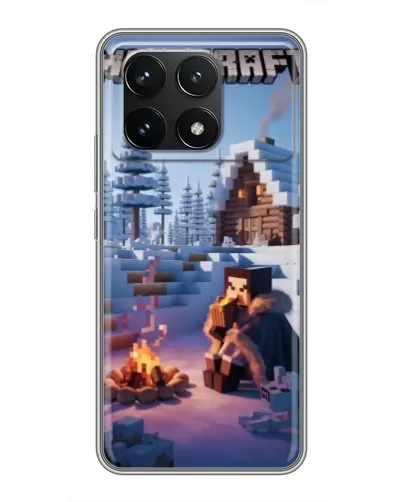 Чехол для Xiaomi POCO F6 Pro с картинкой «Зимний Minecraft»