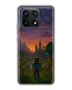Чехол для Xiaomi POCO F6 Pro с картинкой «Стив у башни» Чехол для Xiaomi POCO F6 Pro с картинкой «Стив у башни»