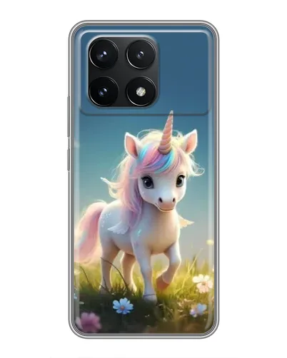 Чехол для Xiaomi POCO F6 Pro с картинкой «Единорог на поляне»