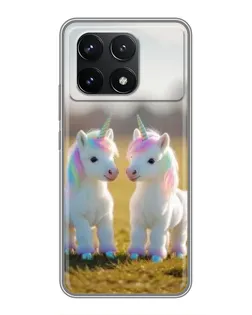Чехол для Xiaomi POCO F6 Pro с картинкой «Пара единорогов»
