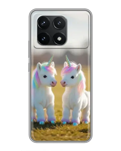 Чехол для Xiaomi POCO F6 Pro с картинкой «Пара единорогов»