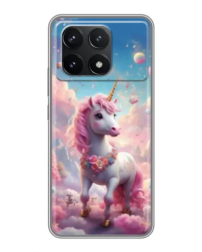 Чехол для Xiaomi POCO F6 Pro с картинкой «Единорог среди облаков»