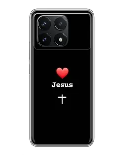 Чехол для Xiaomi POCO F6 Pro с картинкой «Сердце - Jesus»