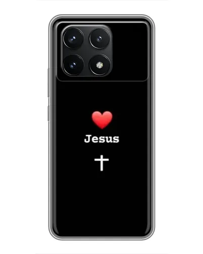 Чехол для Xiaomi POCO F6 Pro с картинкой «Сердце - Jesus»
