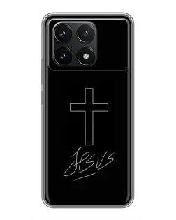 Чехол для Xiaomi POCO F6 Pro с картинкой «Графический крест Jesus»