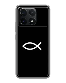Чехол для Xiaomi POCO F6 Pro с картинкой «Символ рыбы Jesus»