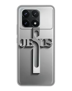 Чехол для Xiaomi POCO F6 Pro с картинкой «Металлический крест Jesus»