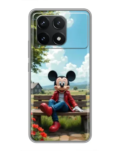 Чехол для Xiaomi POCO F6 Pro с картинкой «Микки на скамейке»