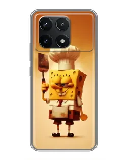 Чехол для Xiaomi POCO F6 Pro с картинкой «Губка Боб повар»