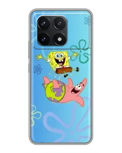 Чехол для Xiaomi POCO F6 Pro с картинкой «Спанч Боб и Патрик»