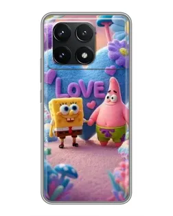 Чехол для Xiaomi POCO F6 Pro с картинкой «Губка Боб Патрик»