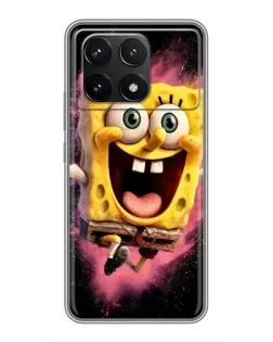 Чехол для Xiaomi POCO F6 Pro с картинкой «Взрывной Спанч Боб»