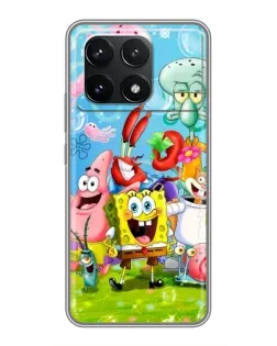 Чехол для Xiaomi POCO F6 Pro с картинкой «Губка Боб и друзья»