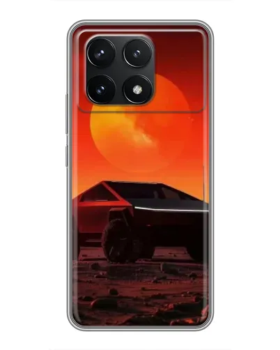 Чехол для Xiaomi POCO F6 Pro с картинкой «Cybertruck на Марсе»