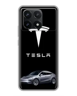 Чехол для Xiaomi POCO F6 Pro с картинкой «Tesla Model Y»