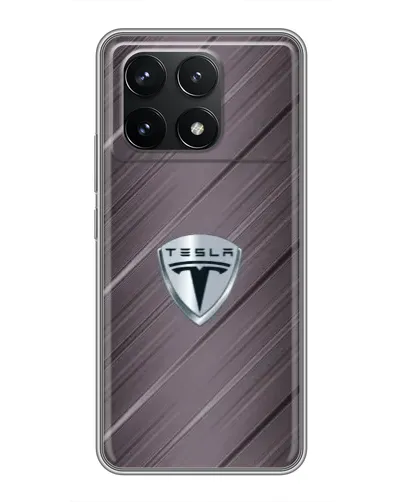 Чехол для Xiaomi POCO F6 Pro с картинкой «Металлическая текстура Tesla»