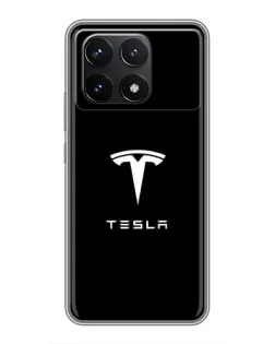 Чехол для Xiaomi POCO F6 Pro с картинкой «Tesla White Logo»