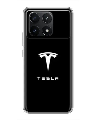 Чехол для Xiaomi POCO F6 Pro с картинкой «Tesla White Logo»