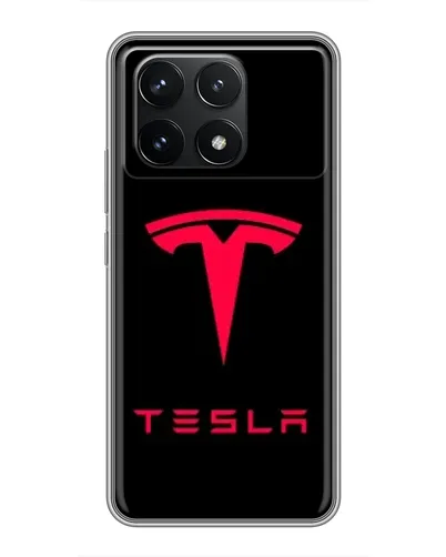 Чехол для Xiaomi POCO F6 Pro с картинкой «Tesla Red Logo»