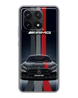 Чехол для Xiaomi POCO F6 Pro с картинкой «Mercedes — белый карбон»