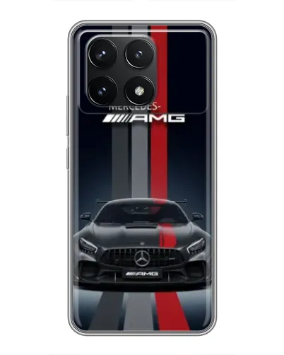 Чехол для Xiaomi POCO F6 Pro с картинкой «Mercedes — белый карбон»