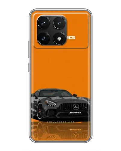 Чехол для Xiaomi POCO F6 Pro с картинкой «Оранжевый Mercedes AMG»