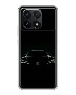 Чехол для Xiaomi POCO F6 Pro с картинкой «Mercedes — силуэт авто» Чехол для Xiaomi POCO F6 Pro с картинкой «Mercedes — силуэт авто»