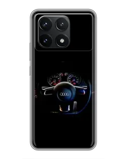 Чехол для Xiaomi POCO F6 Pro с картинкой «Салон Audi — руль»