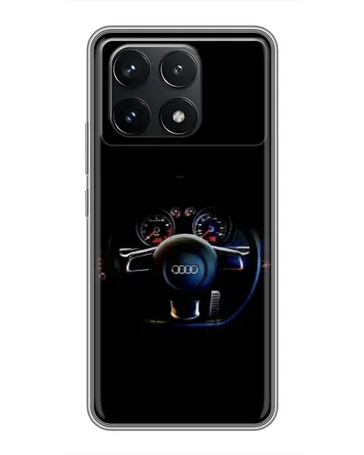 Чехол для Xiaomi POCO F6 Pro с картинкой «Салон Audi — руль»