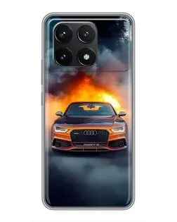 Чехол для Xiaomi POCO F6 Pro с картинкой «Audi в огненном дыму» Чехол для Xiaomi POCO F6 Pro с картинкой «Audi в огненном дыму»