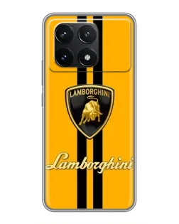 Чехол для Xiaomi POCO F6 Pro с картинкой «Lamborghini Stripe желтый»