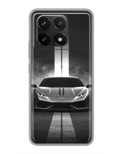 Чехол для Xiaomi POCO F6 Pro с картинкой «Lamborghini симметрия дорог»
