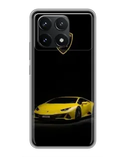 Чехол для Xiaomi POCO F6 Pro с картинкой «Lamborghini желтый акцент»