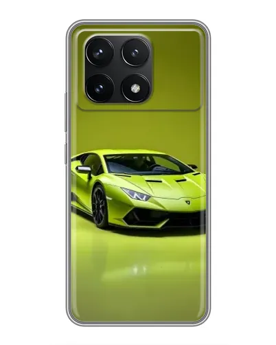 Чехол для Xiaomi POCO F6 Pro с картинкой «Салатовый Lamborghini Huracan»