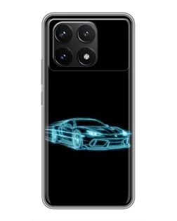 Чехол для Xiaomi POCO F6 Pro с картинкой «Неоновый контур Lamborghini»