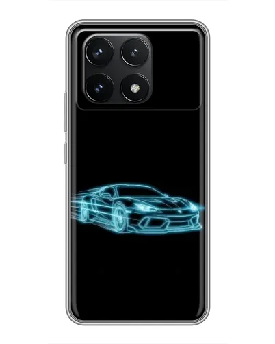 Чехол для Xiaomi POCO F6 Pro с картинкой «Неоновый контур Lamborghini»