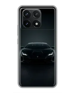 Чехол для Xiaomi POCO F6 Pro с картинкой «Черный Lamborghini Aventador»