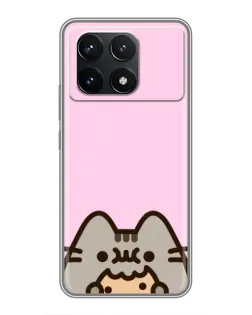 Чехол для Xiaomi POCO F6 Pro с картинкой «Pusheen и печенье»