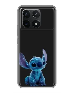 Чехол для Xiaomi POCO F6 Pro с картинкой «Стич на черном»