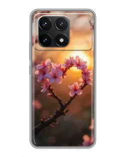 Чохол для Xiaomi POCO F6 Pro з картинкою «Рожевий цвіт сердечко на тлі заходу» Чохол для Xiaomi POCO F6 Pro з картинкою «Рожевий цвіт сердечко на тлі заходу»