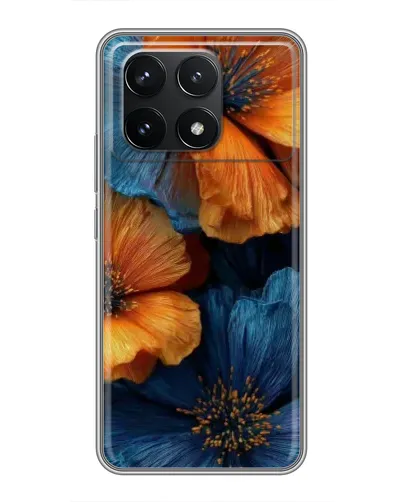 Чехол для Xiaomi POCO F6 Pro с картинкой «Яркая сине-оранжевая флора» Чехол для Xiaomi POCO F6 Pro с картинкой «Яркая сине-оранжевая флора»