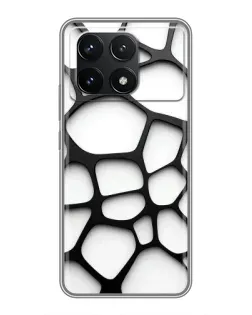 Чехол для Xiaomi POCO F6 Pro с картинкой «Белая объемная сетка»