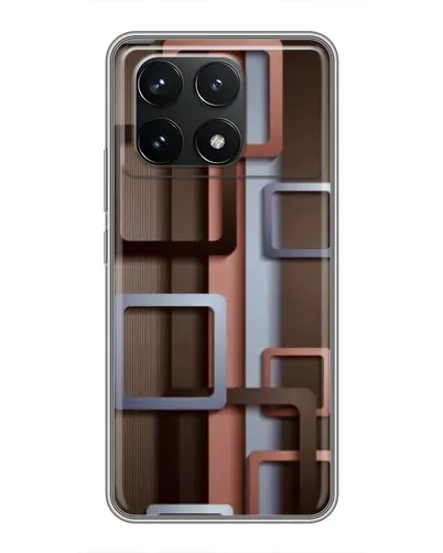 Чехол для Xiaomi POCO F6 Pro с картинкой «Коричневые объемные квадраты»