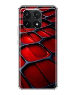 Чехол для Xiaomi POCO F6 Pro с картинкой «Красная глянцевая сетка»