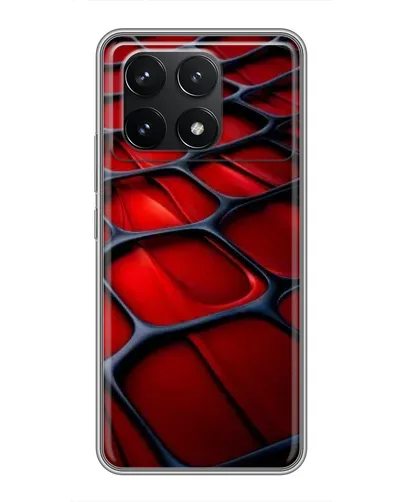 Чехол для Xiaomi POCO F6 Pro с картинкой «Красная глянцевая сетка»